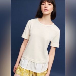 Anthropologie Dolan Left Coast Collection Cream Short Sleeved Blouse.  Sz XS